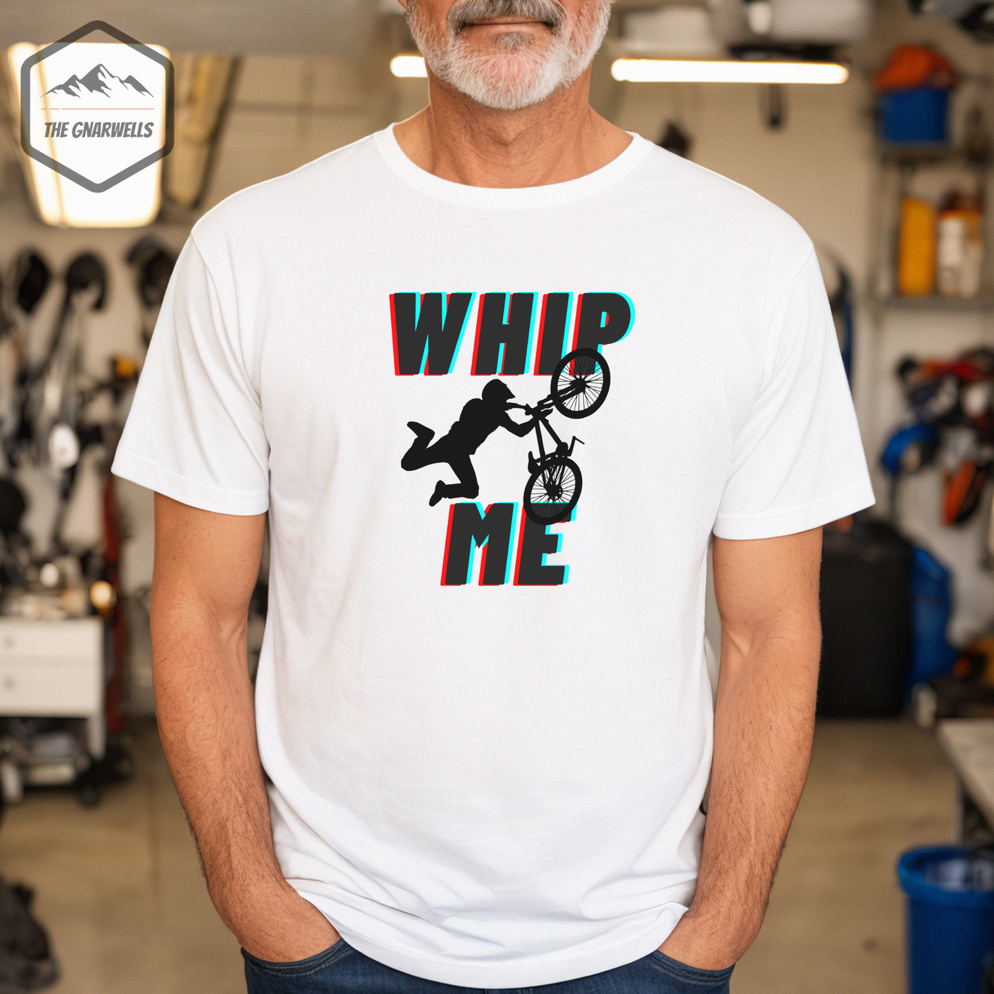 Tailwhips are a staple at all bike parks! Watching the top bikers compete in a whip-off, soaring through the air in rapid succession is another must see! Throw in some some double and triple tailwhips and you've got a treat! The Whip Me funny mountain bike shirt is tribute to all those riders out there whippin' it!